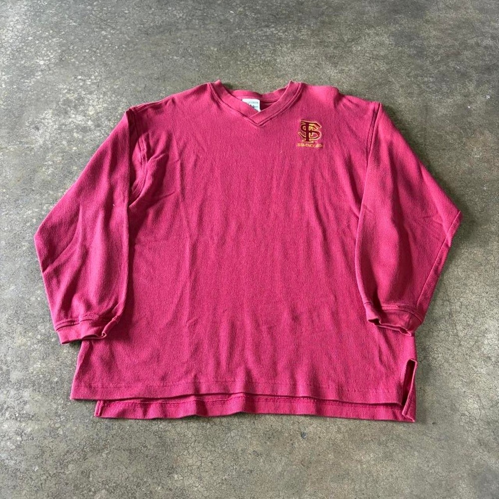 Vintage Briar Creek FSU Seminoles Ribbed V-Neck Long Sleeve Shirt Mens XL Red
